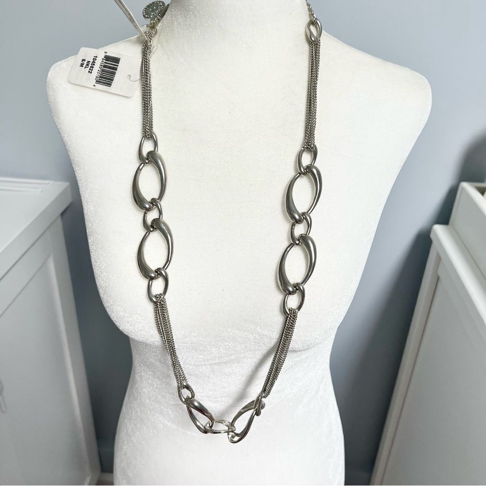 New Anne Klein Two-Way Silver Metal Belt and Necklace - S/M
